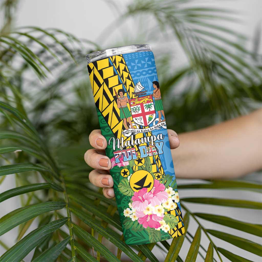 Personalised Malampa Fiji Day Skinny Tumbler Tropical Tapa Pattern LT01 - Polynesian Pride