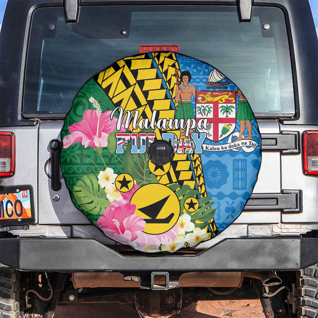 Malampa Fiji Day Spare Tire Cover Tropical Tapa Pattern