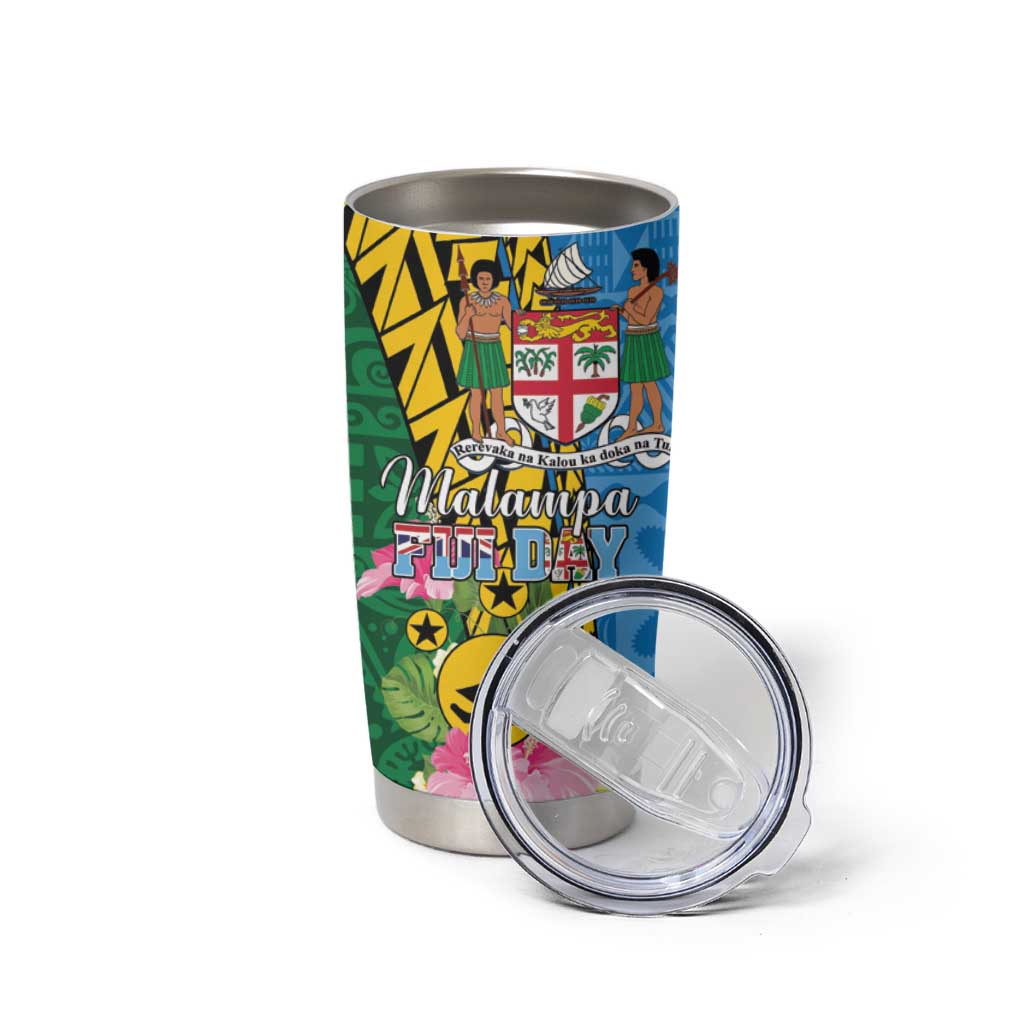 Personalised Malampa Fiji Day Tumbler Cup Tropical Tapa Pattern LT01 - Polynesian Pride