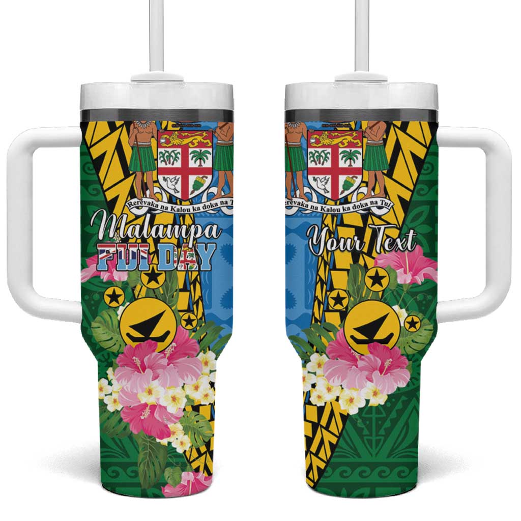 Personalised Malampa Fiji Day Tumbler With Handle Tropical Tapa Pattern LT01 One Size: 40 oz Art - Polynesian Pride