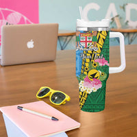 Personalised Malampa Fiji Day Tumbler With Handle Tropical Tapa Pattern LT01 - Polynesian Pride