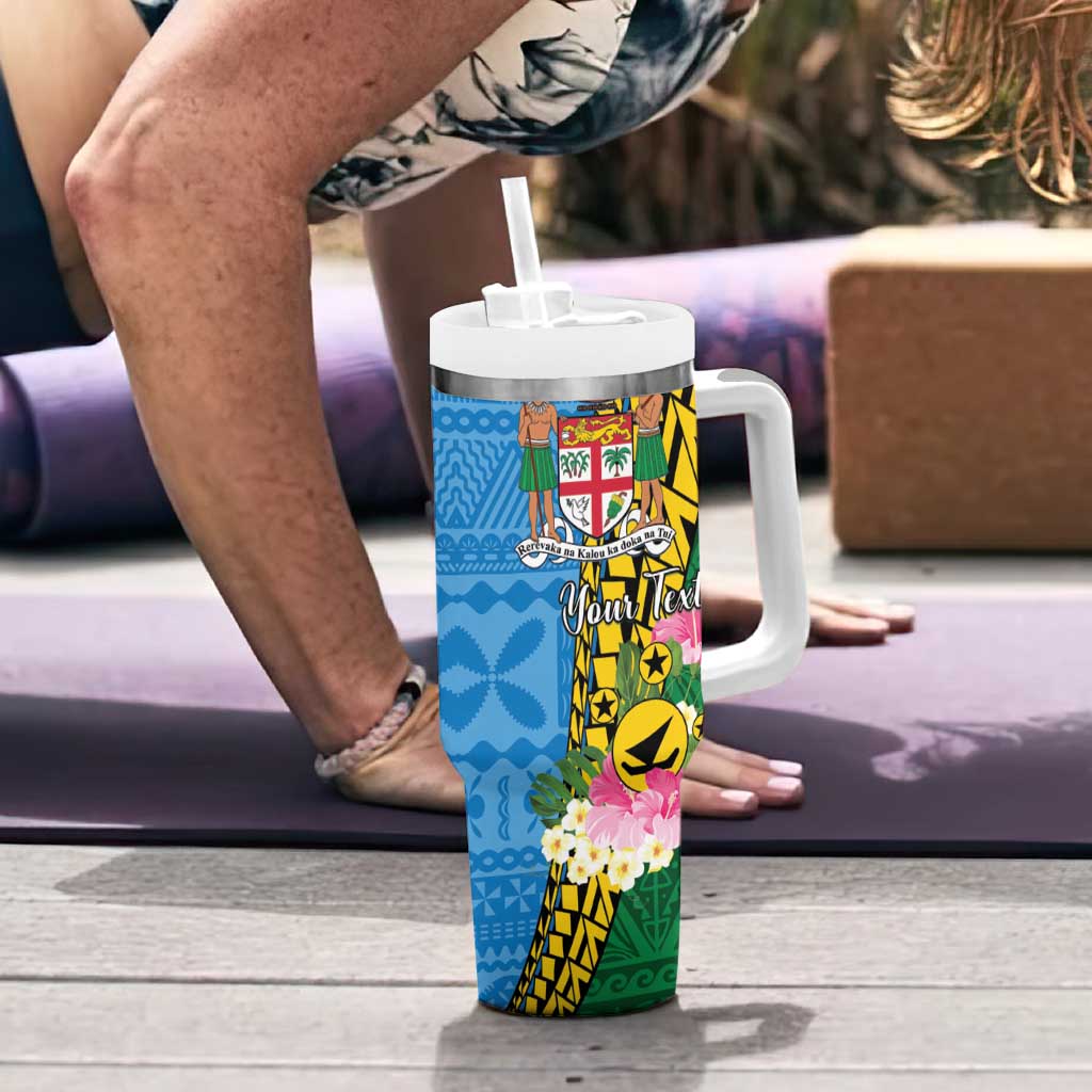 Personalised Malampa Fiji Day Tumbler With Handle Tropical Tapa Pattern LT01 - Polynesian Pride