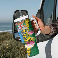 Personalised Malampa Fiji Day Tumbler With Handle Tropical Tapa Pattern LT01 - Polynesian Pride