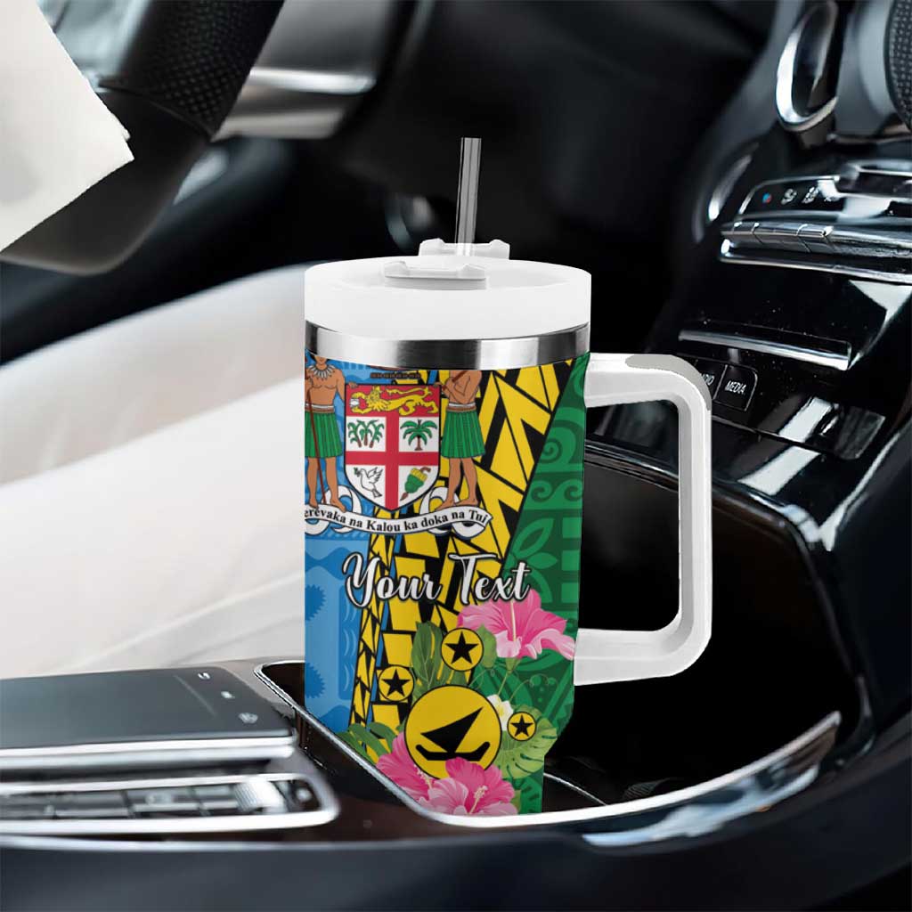Personalised Malampa Fiji Day Tumbler With Handle Tropical Tapa Pattern LT01 - Polynesian Pride