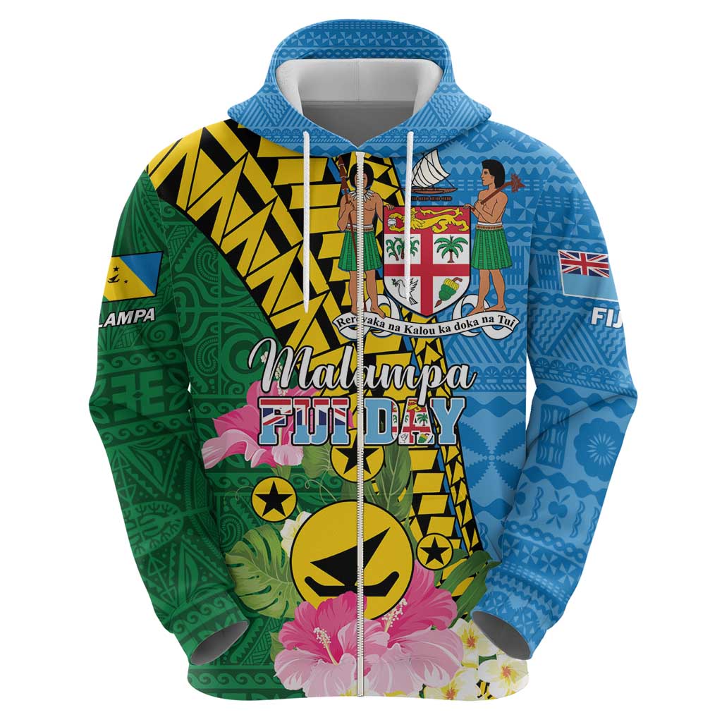 Personalised Malampa Fiji Day Zip Hoodie Tropical Tapa Pattern LT01 - Polynesian Pride