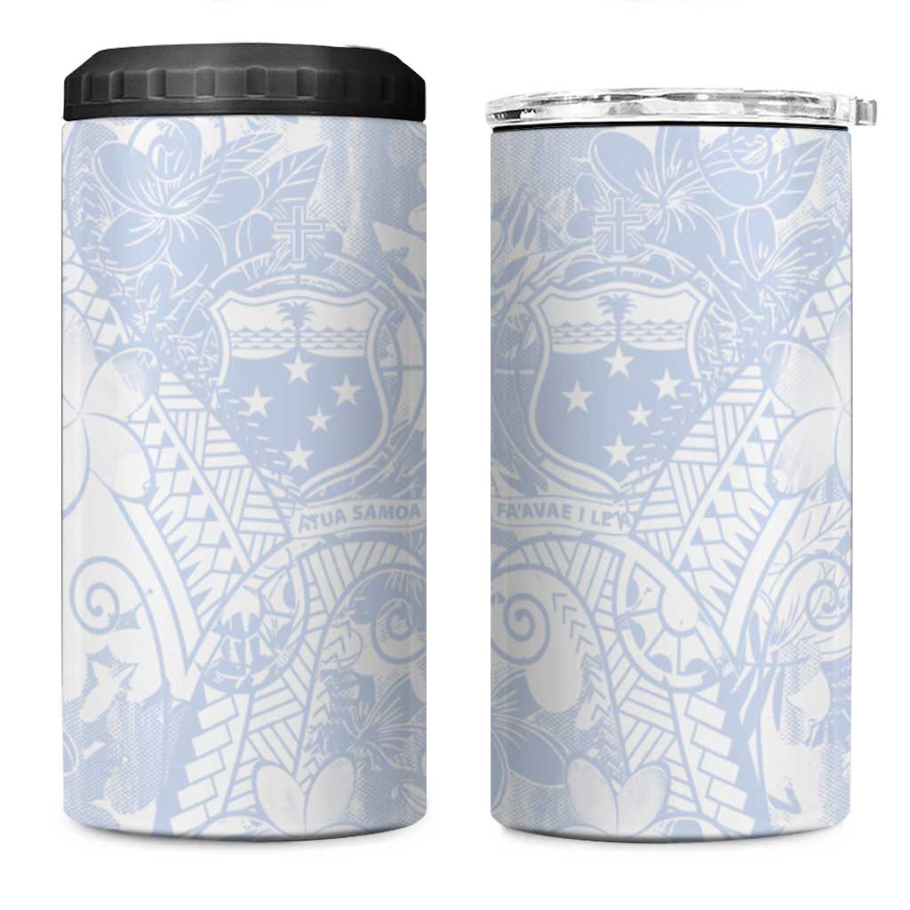 Samoa White Sunday 4 in 1 Can Cooler Tumbler Plumeria Floral LT01 One Size: 16 oz White - Polynesian Pride