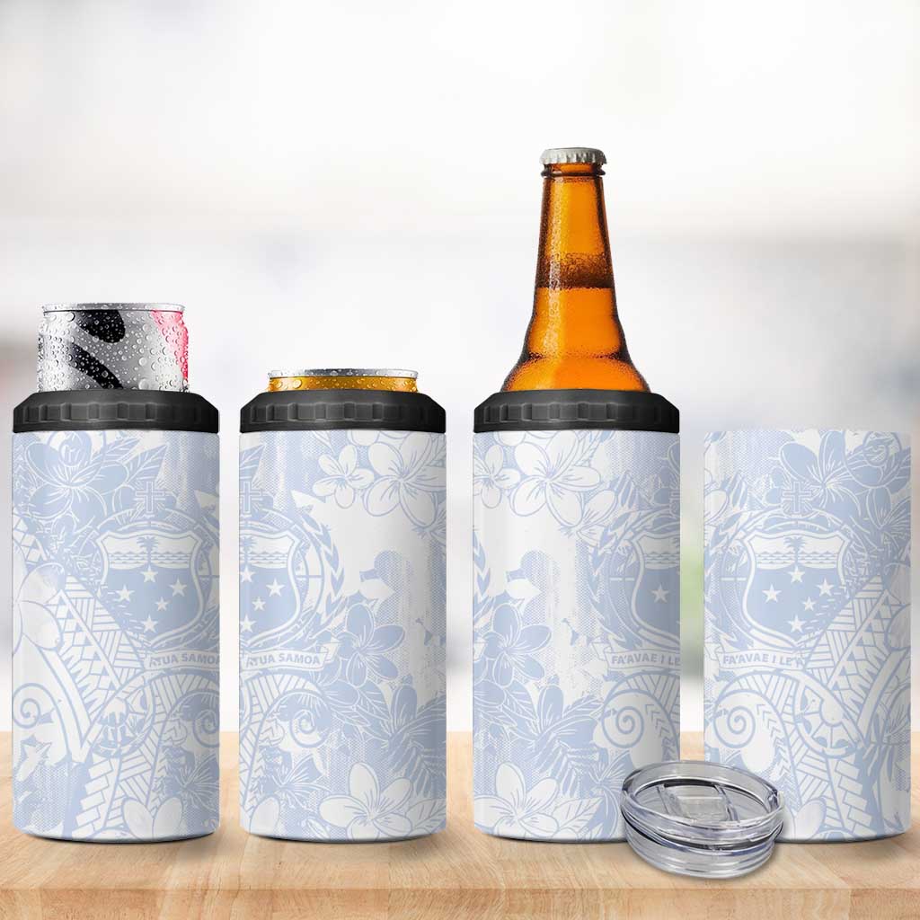 Samoa White Sunday 4 in 1 Can Cooler Tumbler Plumeria Floral LT01 - Polynesian Pride