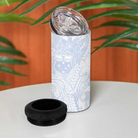 Samoa White Sunday 4 in 1 Can Cooler Tumbler Plumeria Floral LT01 - Polynesian Pride