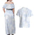 Samoa White Sunday Couples Matching Off Shoulder Maxi Dress and Hawaiian Shirt Plumeria Floral