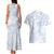 Samoa White Sunday Couples Matching Tank Maxi Dress and Hawaiian Shirt Plumeria Floral