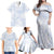 Samoa White Sunday Family Matching Off Shoulder Maxi Dress and Hawaiian Shirt Plumeria Floral