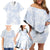 Samoa White Sunday Family Matching Off Shoulder Short Dress and Hawaiian Shirt Plumeria Floral