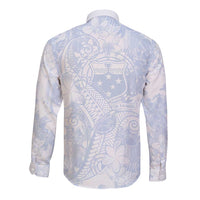 Samoa White Sunday Long Sleeve Button Shirt Plumeria Floral LT01 - Polynesian Pride