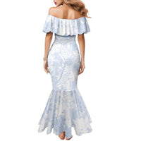 Samoa White Sunday Mermaid Dress Plumeria Floral LT01 - Polynesian Pride