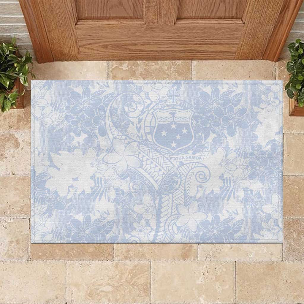 Samoa White Sunday Rubber Doormat Plumeria Floral LT01 White - Polynesian Pride