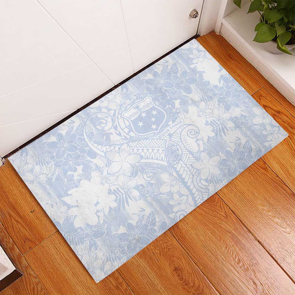 Samoa White Sunday Rubber Doormat Plumeria Floral LT01 - Polynesian Pride