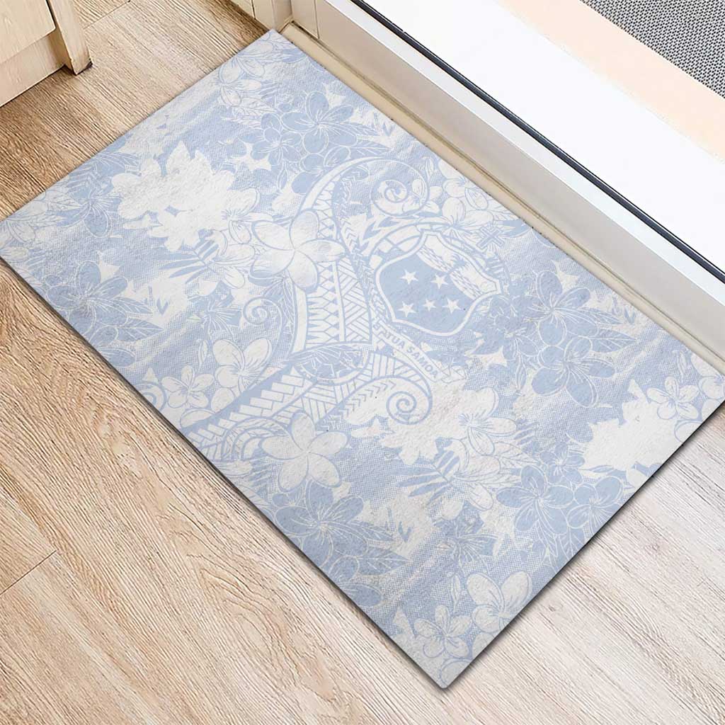 Samoa White Sunday Rubber Doormat Plumeria Floral LT01 - Polynesian Pride