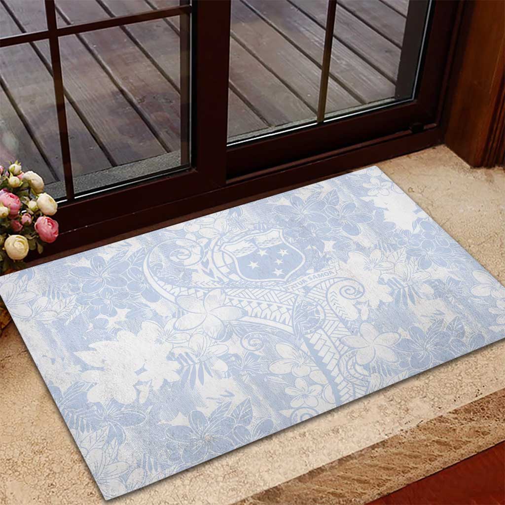 Samoa White Sunday Rubber Doormat Plumeria Floral LT01 - Polynesian Pride