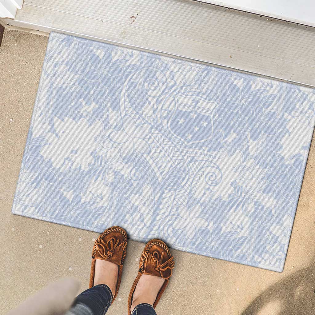 Samoa White Sunday Rubber Doormat Plumeria Floral LT01 - Polynesian Pride