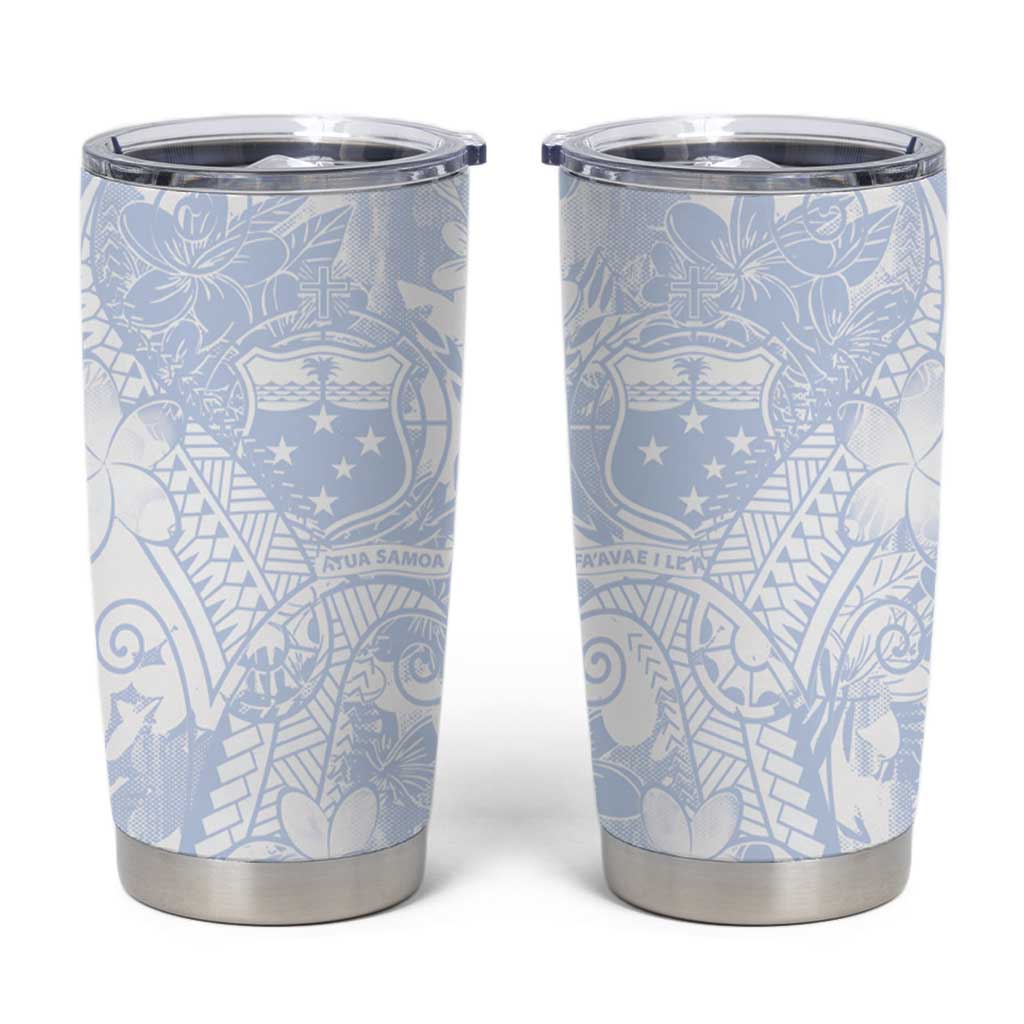 Samoa White Sunday Tumbler Cup Plumeria Floral LT01 White - Polynesian Pride