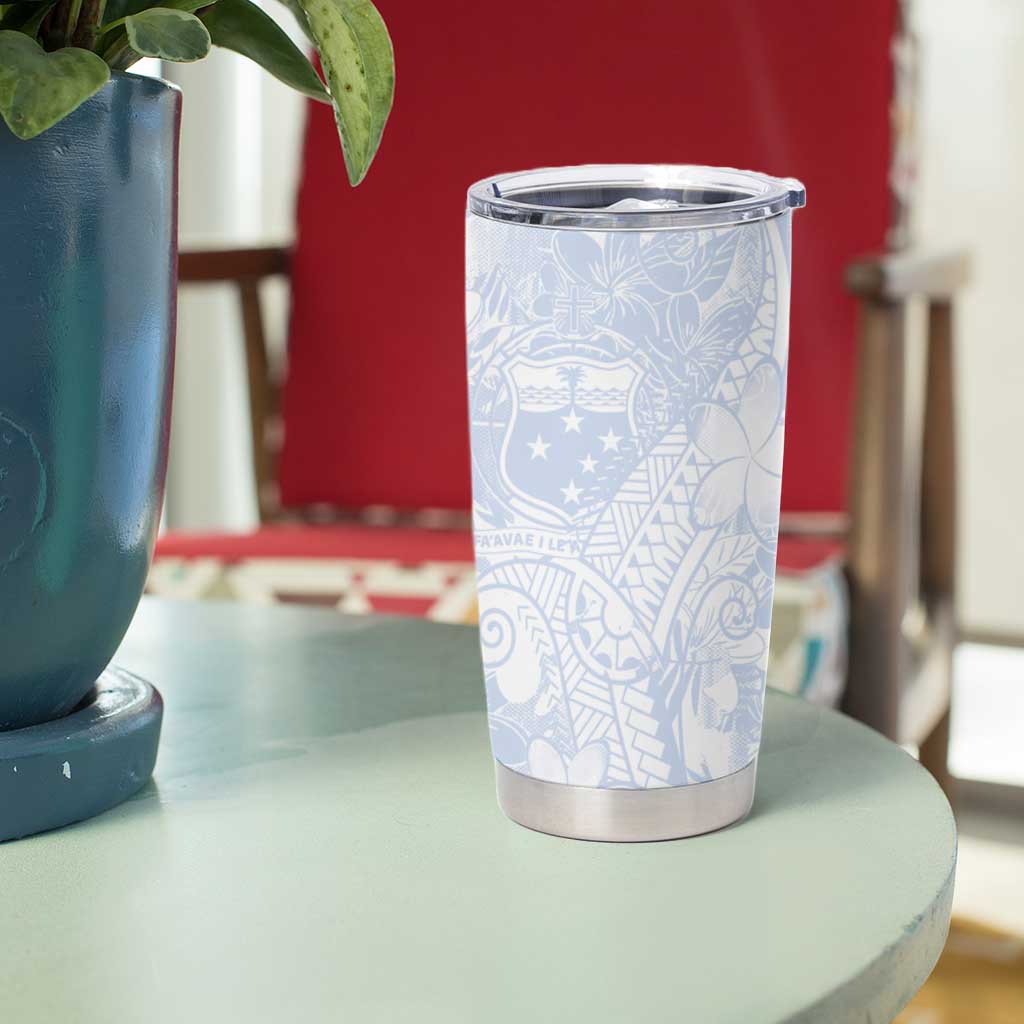 Samoa White Sunday Tumbler Cup Plumeria Floral LT01 - Polynesian Pride