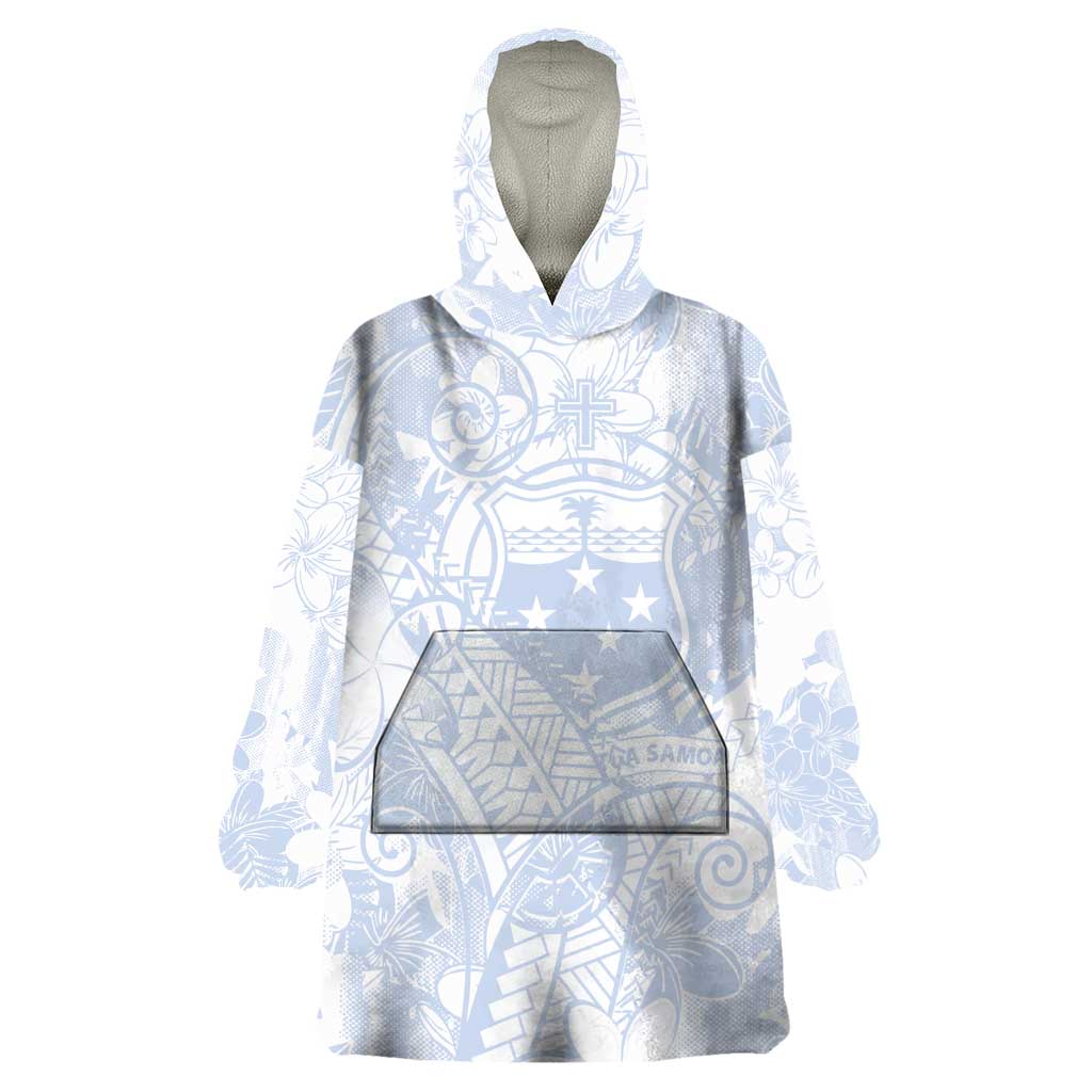 Samoa White Sunday Wearable Blanket Hoodie Plumeria Floral LT01 One Size White - Polynesian Pride