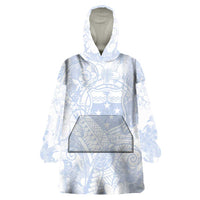 Samoa White Sunday Wearable Blanket Hoodie Plumeria Floral LT01 One Size White - Polynesian Pride