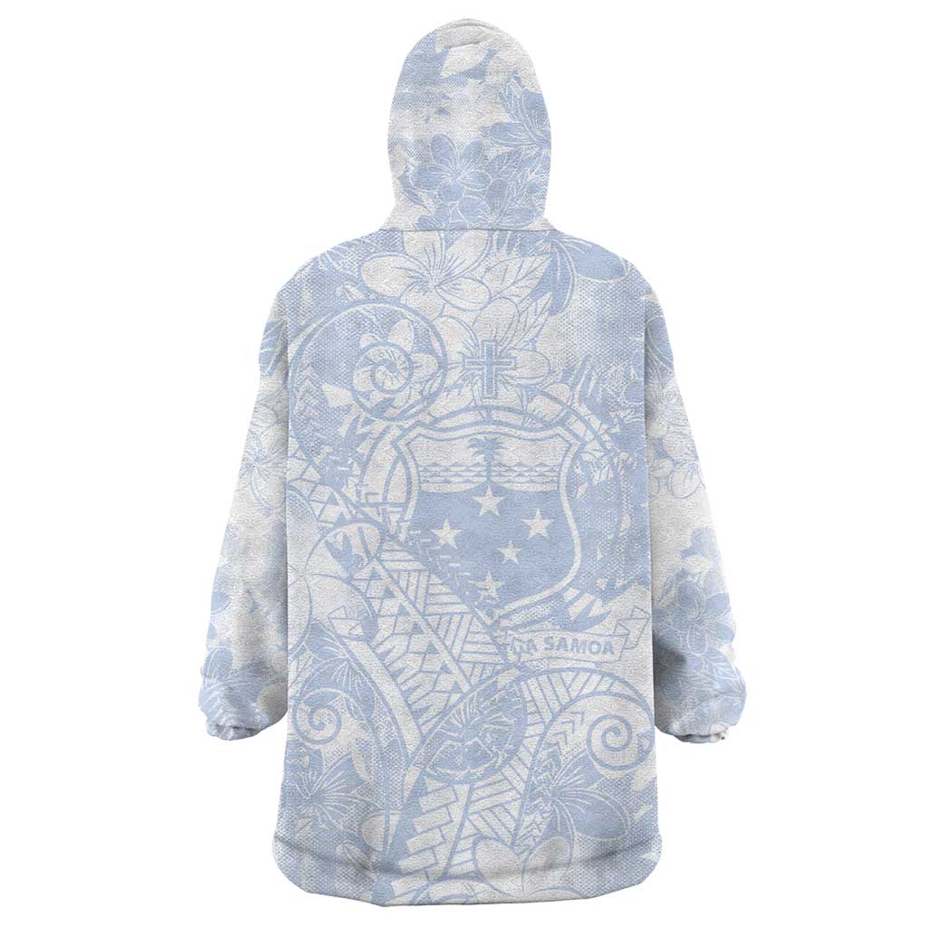 Samoa White Sunday Wearable Blanket Hoodie Plumeria Floral LT01 - Polynesian Pride