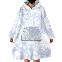 Samoa White Sunday Wearable Blanket Hoodie Plumeria Floral LT01 - Polynesian Pride