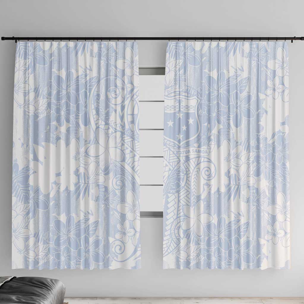 Samoa White Sunday Window Curtain Plumeria Floral LT01 With Hooks White - Polynesian Pride
