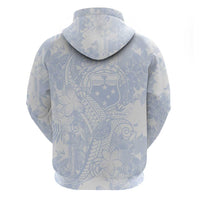 Samoa White Sunday Zip Hoodie Plumeria Floral LT01 - Polynesian Pride