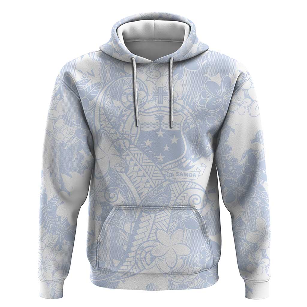 Samoa White Sunday Zip Hoodie Plumeria Floral LT01 Pullover Hoodie White - Polynesian Pride