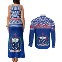 Samoa Rugby Couples Matching Tank Maxi Dress and Long Sleeve Button Shirts Manu Samoa Polynesian Tatoo Pattern LT01 - Polynesian Pride