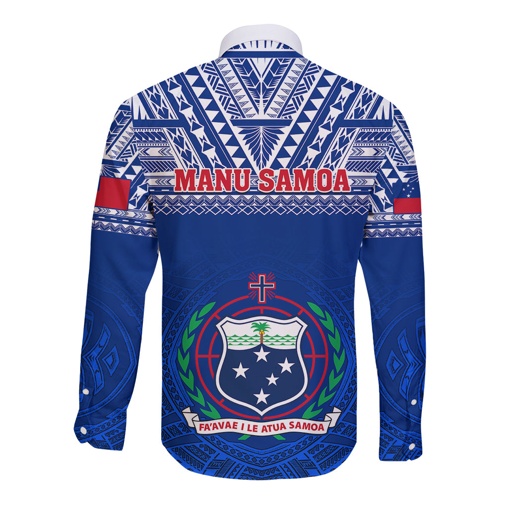 Samoa Rugby Long Sleeve Button Shirt Manu Samoa Polynesian Tatoo Pattern LT01 - Polynesian Pride