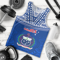 Samoa Rugby Men Tank Top Manu Samoa Polynesian Tatoo Pattern LT01 Blue - Polynesian Pride