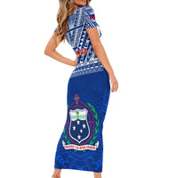 Samoa Rugby Short Sleeve Bodycon Dress Manu Samoa Polynesian Tatoo Pattern LT01 - Polynesian Pride