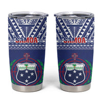 Samoa Rugby Tumbler Cup Manu Samoa Polynesian Tatoo Pattern LT01 Blue - Polynesian Pride