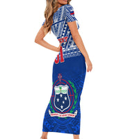 Custom Samoa Rugby Short Sleeve Bodycon Dress Manu Samoa Polynesian Tatoo Pattern LT01 - Polynesian Pride