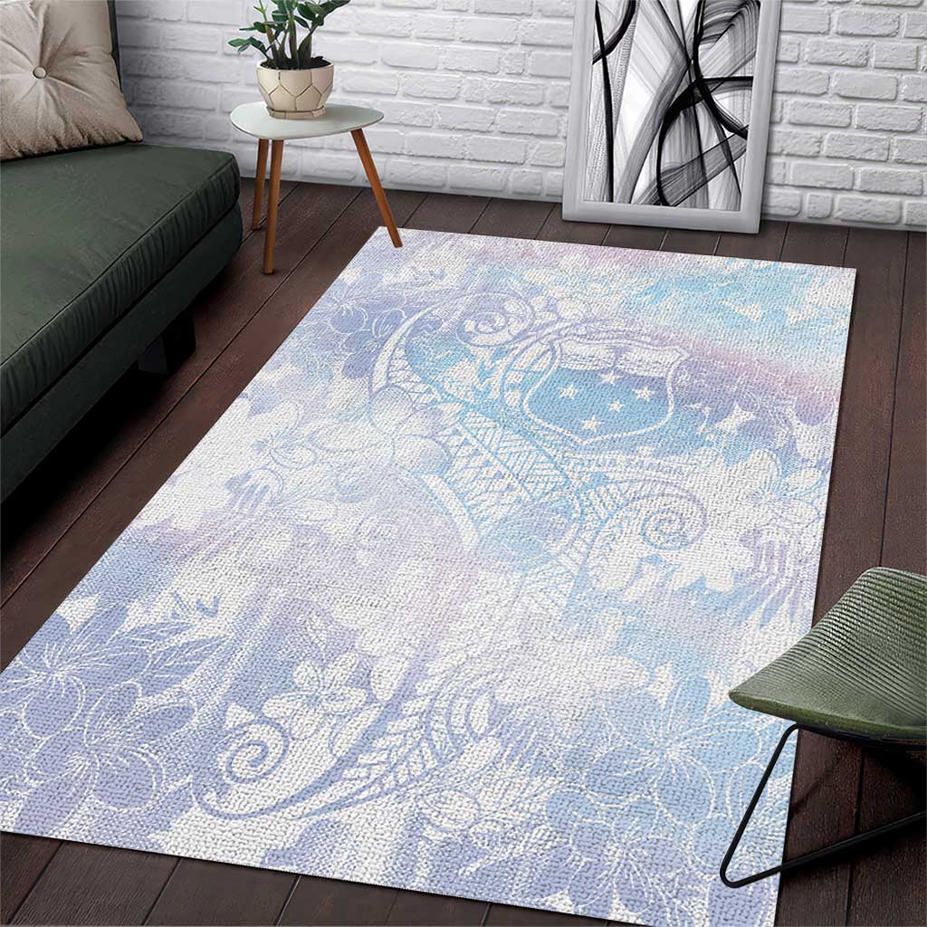 Samoa White Sunday Area Rug Sweet Pastel Plumeria Floral LT01 White - Polynesian Pride