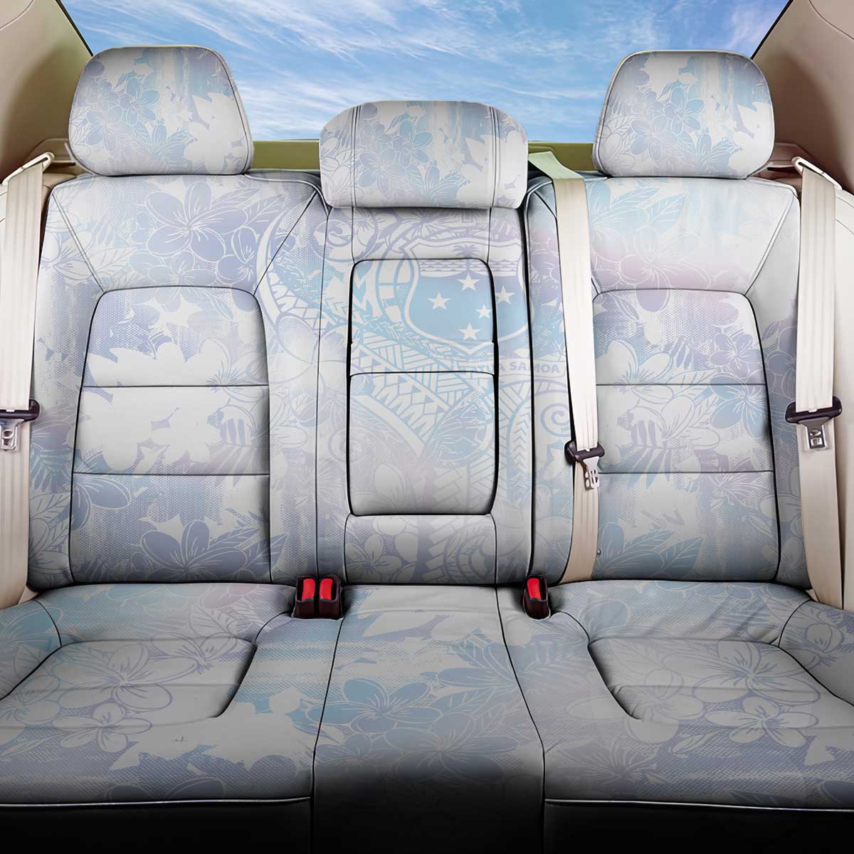 Samoa White Sunday Back Car Seat Cover Sweet Pastel Plumeria Floral LT01 One Size White - Polynesian Pride
