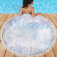 Samoa White Sunday Beach Blanket Sweet Pastel Plumeria Floral LT01 - Polynesian Pride