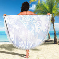 Samoa White Sunday Beach Blanket Sweet Pastel Plumeria Floral LT01 - Polynesian Pride