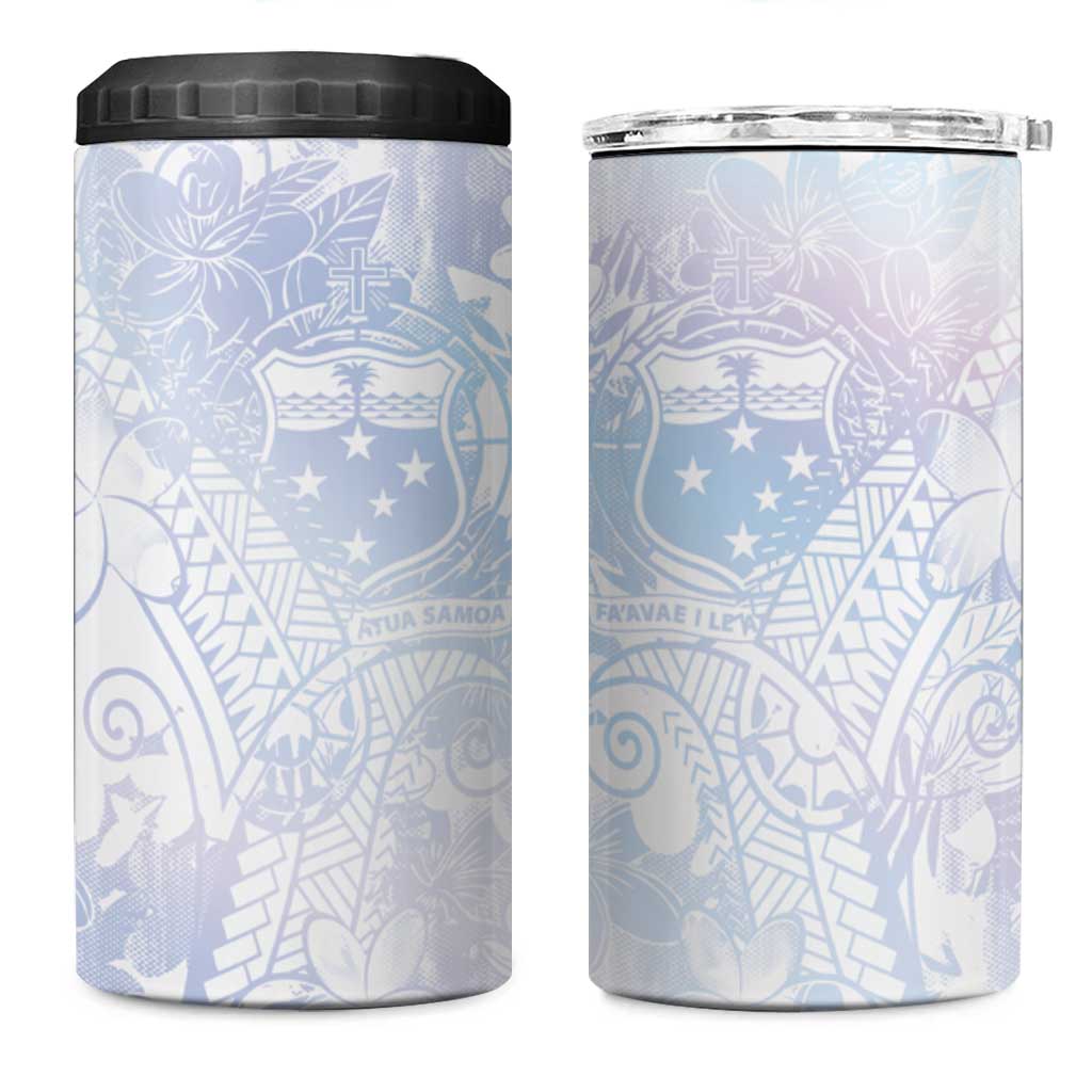 Samoa White Sunday 4 in 1 Can Cooler Tumbler Sweet Pastel Plumeria Floral LT01 One Size: 16 oz White - Polynesian Pride