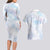 Samoa White Sunday Couples Matching Long Sleeve Bodycon Dress and Hawaiian Shirt Sweet Pastel Plumeria Floral