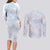 Samoa White Sunday Couples Matching Long Sleeve Bodycon Dress and Long Sleeve Button Shirt Sweet Pastel Plumeria Floral