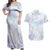 Samoa White Sunday Couples Matching Off Shoulder Maxi Dress and Hawaiian Shirt Sweet Pastel Plumeria Floral