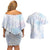 Samoa White Sunday Couples Matching Off Shoulder Short Dress and Hawaiian Shirt Sweet Pastel Plumeria Floral