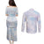 Samoa White Sunday Couples Matching Puletasi and Long Sleeve Button Shirt Sweet Pastel Plumeria Floral