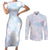 Samoa White Sunday Couples Matching Short Sleeve Bodycon Dress and Long Sleeve Button Shirt Sweet Pastel Plumeria Floral