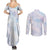 Samoa White Sunday Couples Matching Summer Maxi Dress and Long Sleeve Button Shirt Sweet Pastel Plumeria Floral